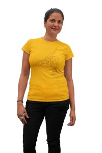 Dragon - Line Art for Female - Half Sleeves T-shirt