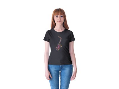 Sexaphone - Black - Women's - printed T-shirt - comfortable round neck Cotton