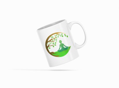 Yoga lady meditating - Printed Coffee Mugs For Yoga Lovers