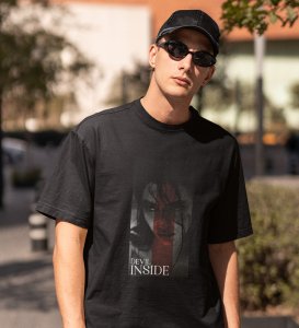 Devilish, City Pulse: Explore Black Trendy Front Print Tee - Men's Street Style