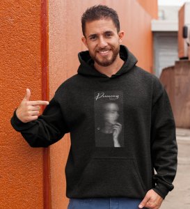 Hazardous Mind,Black Express Yourself: Trendy Front Printed Round Neck Hoodies - Men's Edition