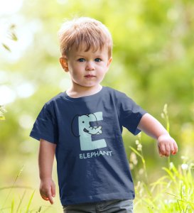 Elephantastic, Boys Round Neck Blended Cotton tshirt (Navy blue)
