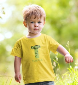 Talking Turtle, Boys Round Neck Printed Blended Cotton tshirt (yellow)