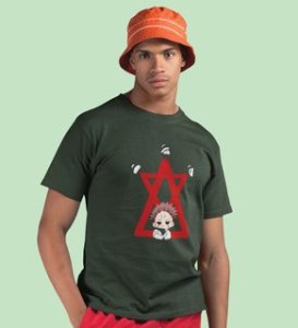 Yuji Itadori Printed Cotton Green Tshirt For Mens and Boys