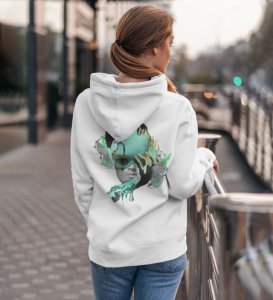 Mindful Relaxation  Zone Out Thinks for You White Cotton Printed Hoodies For Women