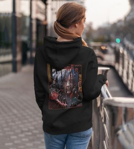 The Ghost of the Uchiha with a Heart of Darkness Printed Black Cotton Hoodie For Women