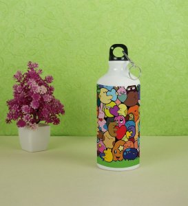 Adorable Funny Monsters Creativity Doodles Printed Aluminium Water Bottle 600ml